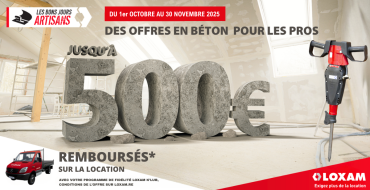 Offre béton pour les pros ! Jusqu'à 500€ remboursés sur vos achats d'Octobre et Novembre !