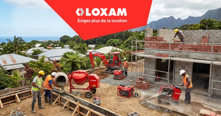 🎯 Bétonnière et dumper, levage et manutention, échafaudages et nacelles, outillage électroportatif.